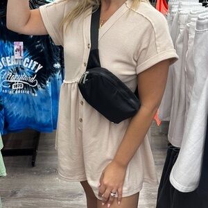 SHEIN Clasi Button Front Batwing Sleeve Romper